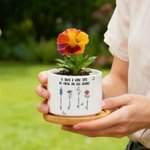 Personalised 1-5 Crystal Birth Flowers Butterfly Ceramic Planter Pot with Name and Bamboo Base Home Decor Anniversary Birthday Gift for Family Friends