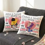 Personalised Love Fingerprint Hugging Cartoon Character Soft Cushion Cover with Names Valentine's Day Anniversary Gift for Couple