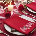Personalized Heart Envelope 100% Cotton Red Napkin with Name Table Decor Valentine's Day Anniversary Gift for Girlfriends Couples