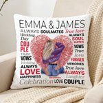 Personalised Love Fingerprint Hugging Cartoon Character Soft Cushion Cover with Names Valentine's Day Anniversary Gift for Couple