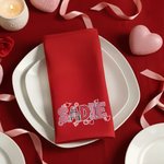 Personalized Heart Envelope 100% Cotton Red Napkin with Name Table Decor Valentine's Day Anniversary Gift for Girlfriends Couples