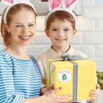 Set de 2 étiquettes autocollantes imperméables avec nom et photo pour les oeufs de lapin décorés pour la fête de Pâques pour la famille et les enfants