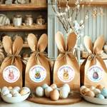 Set de 2 étiquettes autocollantes imperméables avec nom et photo pour les oeufs de lapin décorés pour la fête de Pâques pour la famille et les enfants