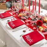 Personalized Heart Envelope 100% Cotton Red Napkin with Name Table Decor Valentine's Day Anniversary Gift for Girlfriends Couples
