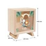 Tirelire en bois personnalisée avec nom et initiale - Motif d'animaux sauvages - Cadeau d'anniversaire rentrée scolaire pour les enfants