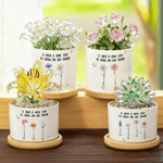 Personnalisé 1-5 Crystal Birth Flowers Butterfly Ceramic Planter Pot with Name and Bamboo Base Home Decor Anniversary Birthday Gift for Family Friends