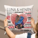 Personalised Love Fingerprint Hugging Cartoon Character Soft Cushion Cover with Names Valentine's Day Anniversary Gift for Couple