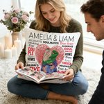 Personalised Love Fingerprint Hugging Cartoon Character Soft Cushion Cover with Names Valentine's Day Anniversary Gift for Couple