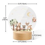 Personalised Cute Forest Animals Star Moon Name Text LED Night Light with Wooden Base Nursery Decor Baby Shower Birthday Gift for Kids