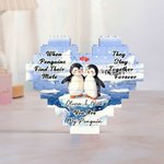 Personalized Penguin Couple Heart-Shaped Building Brick Puzzles Anniversary Valentine's Day Gift for Couple