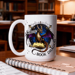 Taza de café de cerámica personalizada Book Dragon con nombre Regalo de cumpleaños de uso diario para amantes de los libros Bookworms