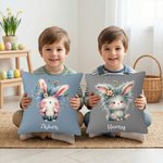 Personalised Cute Rabbit Multicolor Cushion Cover with Name Home Decor Birthday Gift for Boys Girls