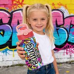 Bouteille d'eau isotherme 12 oz avec nom et paille Personnalisée Graffiti Style pour enfants Cadeau d'anniversaire de rentrée pour garçons filles