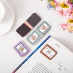 Personalised Crystal Birth Flower Postage Stamp PU Leather Magnetic Bookmark Clip with Name Reading Accessory Birthday Gift for Book Lover Bookworm