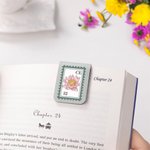 Personalised Crystal Birth Flower Postage Stamp PU Leather Magnetic Bookmark Clip with Name Reading Accessory Birthday Gift for Book Lover Bookworm