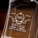 Personalized Engraved Vintage Wreath Whiskey Decanter Glasses Wooden Box Set with Year Father's Day Birthday Gift for Bartender Man Dad