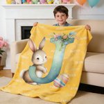 Coperta personalizzata con il nome e l'iniziale dell'uovo del coniglietto di Pasqua, regalo per la festa di Pasqua dei bambini.