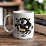 Taza de café de cerámica personalizada Book Dragon con nombre Regalo de cumpleaños de uso diario para amantes de los libros Bookworms