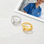 Bague stéthoscope en argent sterling personnalisée avec pierre de naissance Semaine des infirmières Cadeau d'appréciation pour infirmière Médecin Personnel médical