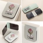 Personalisiertes Geburtsblumen-Design Lesezeichen aus PU-Leder mit Namen und Muster in Farbe oder Schwarz-Weiß Geburtstag Geschenk für Buchliebhaber
