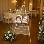 Personalized Childhood Photo Bride and Groom Wedding Welcome Sign with Names and Date Rehearsal Dinner Wedding Gift for Newlyweds Couples