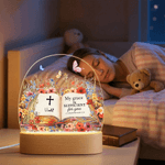 Personalised Bible Verse Floral LED Night Light with Name and Wooden Base Room Decor Christian Birthday Gift for Christian Kid