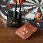 Personalized PU Leather Dart Case with Engraved Text and Holding 3 Darts Tournament Accessories Birthday Gift for Dart Lovers