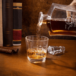 Personalized Engraved Vintage Wreath Whiskey Decanter Glasses Wooden Box Set with Year Father's Day Birthday Gift for Bartender Man Dad