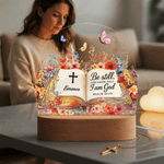 Personalised Bible Verse Floral LED Night Light with Name and Wooden Base Room Decor Christian Birthday Gift for Christian Kid