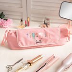 Gepersonaliseerd Stijlvol Draagbaar Reisetui voor Haartools met Geboortebloem en Naam met Hittebestendig Matje Verjaardagscadeau voor Dames