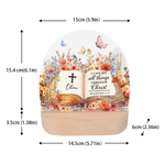 Personalised Bible Verse Floral LED Night Light with Name and Wooden Base Room Decor Christian Birthday Gift for Christian Kid