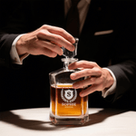 Personalized Vintage Border Initial Whiskey Decanter 2 Glasses with Engraved Name and Date Birthday Anniversary Gift for Liquor Lover