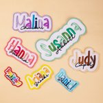 Personalised Multicolor Embroidered Name Patch Sports Event Cheer Accessories Back to School Birthday Gift for Kids