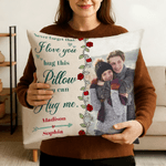 Personalised Heart Rose Photo Soft Cushion Cover with Names Wedding Anniversary Gift for Couples