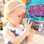 Bouteille d'eau isotherme 12 oz avec nom et paille Personnalisée Graffiti Style pour enfants Cadeau d'anniversaire de rentrée pour garçons filles