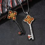 Personalized Thorns Iris Cross Gothic Key Necklace with Removable Compartment and Paper Vintage Jewelry Gift for Gothic Lover
