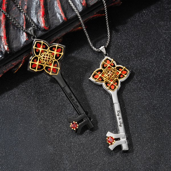 Collar Llave Gótico Personalizado Espinas Iris Cruz con Compartimento Extraíble y Papel Regalo de Joyería Vintage para Amante de lo Gótico