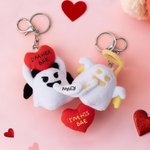 Personalized Love Heart Glow-In-The-Dark Cute Boo Plush Angel Devil Keychain with Name and Text Valentine's Day Gift for Couples