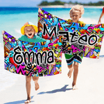 Serviette de plage surdimensionnée à séchage rapide avec nom Cadeau d'anniversaire pour les enfants qui aiment les graffitis