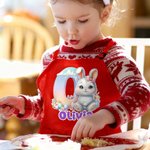 Tablier réglable pour enfant avec nom et poche Accessoire de cuisine Cadeau de Pâques pour Garçons Filles