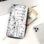 Personalised Toile De Jouy Birth Flower Hand Wallet with 1-5 Names and Multiple Compartments Birthday Anniversary Gift for Friends
