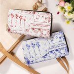 Personalized Toile De Jouy Birth Flower Hand Wallet with 1-5 Names and Multiple Compartments Birthday Anniversary Gift for Friends
