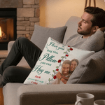 Personalised Heart Rose Photo Soft Cushion Cover with Names Wedding Anniversary Gift for Couples