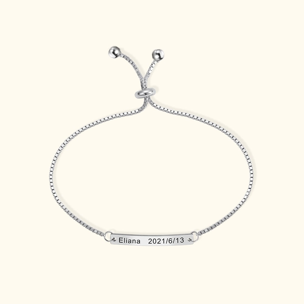 Personalisiertes graviertes Barrenarmband mit einstellbarer Länge