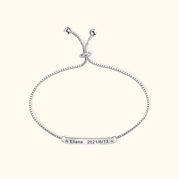 Bracelet en forme de barre de longueur réglable gravé et personnalisé