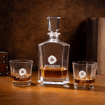 Personalized Vintage Border Initial Whiskey Decanter 2 Glasses with Engraved Name and Date Birthday Anniversary Gift for Liquor Lover