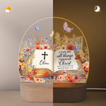 Personalised Bible Verse Floral LED Night Light with Name and Wooden Base Room Decor Christian Birthday Gift for Christian Kid