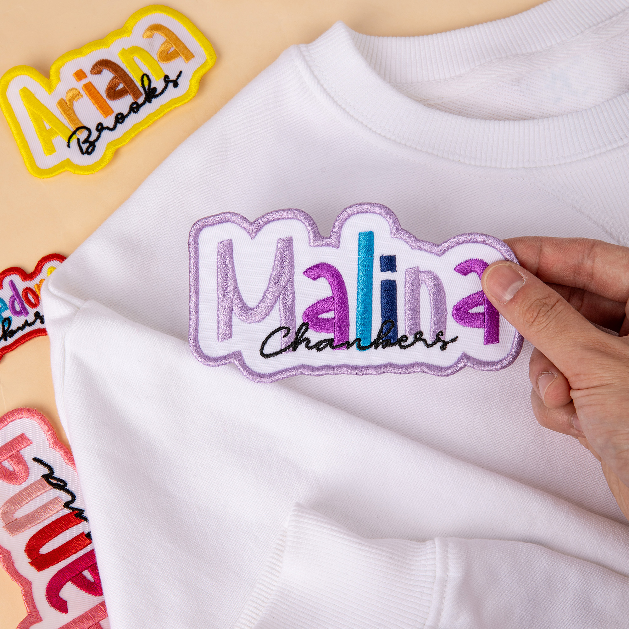 Personalisierte Multicolor gestickten Namen Patch Sport Veranstaltung Cheer Zubehör zurück zu Schule Geburtstag Geschenk für Kinder
