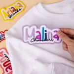 Personalised Multicolor Embroidered Name Patch Sports Event Cheer Accessories Back to School Birthday Gift for Kids