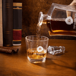 Personalized Vintage Border Initial Whiskey Decanter 2 Glasses with Engraved Name and Date Birthday Anniversary Gift for Liquor Lover